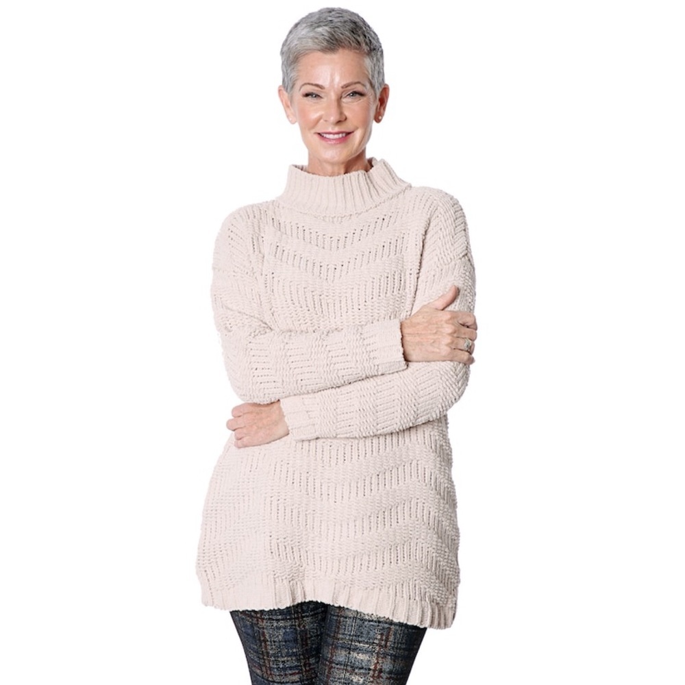Nwt NINA LEONARD oversized drop shoulder chenille sweater